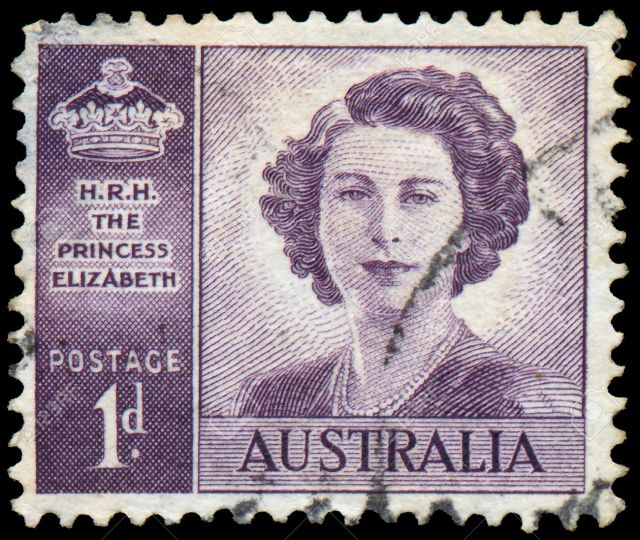 Stamp printed in Australia shows a portrait of Queen Elizabeth I